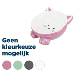 Trixie Voerbak Drinkbak Kattenkop Verhoogd Keramiek 14 cm 4st - 150 ml