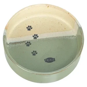 TRIXIE VOERBAK / DRINKBAK MET POOTPRINT KERAMIEK GROEN / BEIGE 12X12X3,5 CM