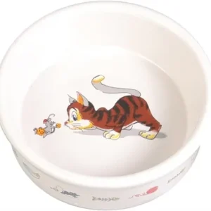 Trixie Voerbak Waterbak Stripkat met Muis Keramiek 12 cm 4 St - 200 ml