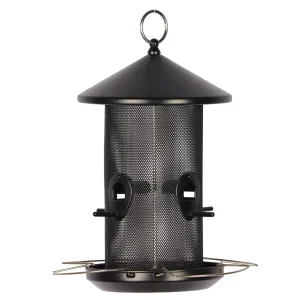 Tuinvogels voedersilo metaal koker Zwart