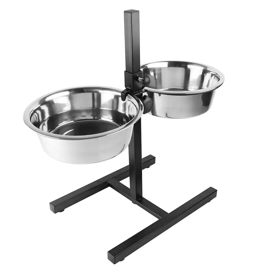 Twin Feeder H-stander + kommen XXL-4730ml-61x29x52.5cm zwart/zilver