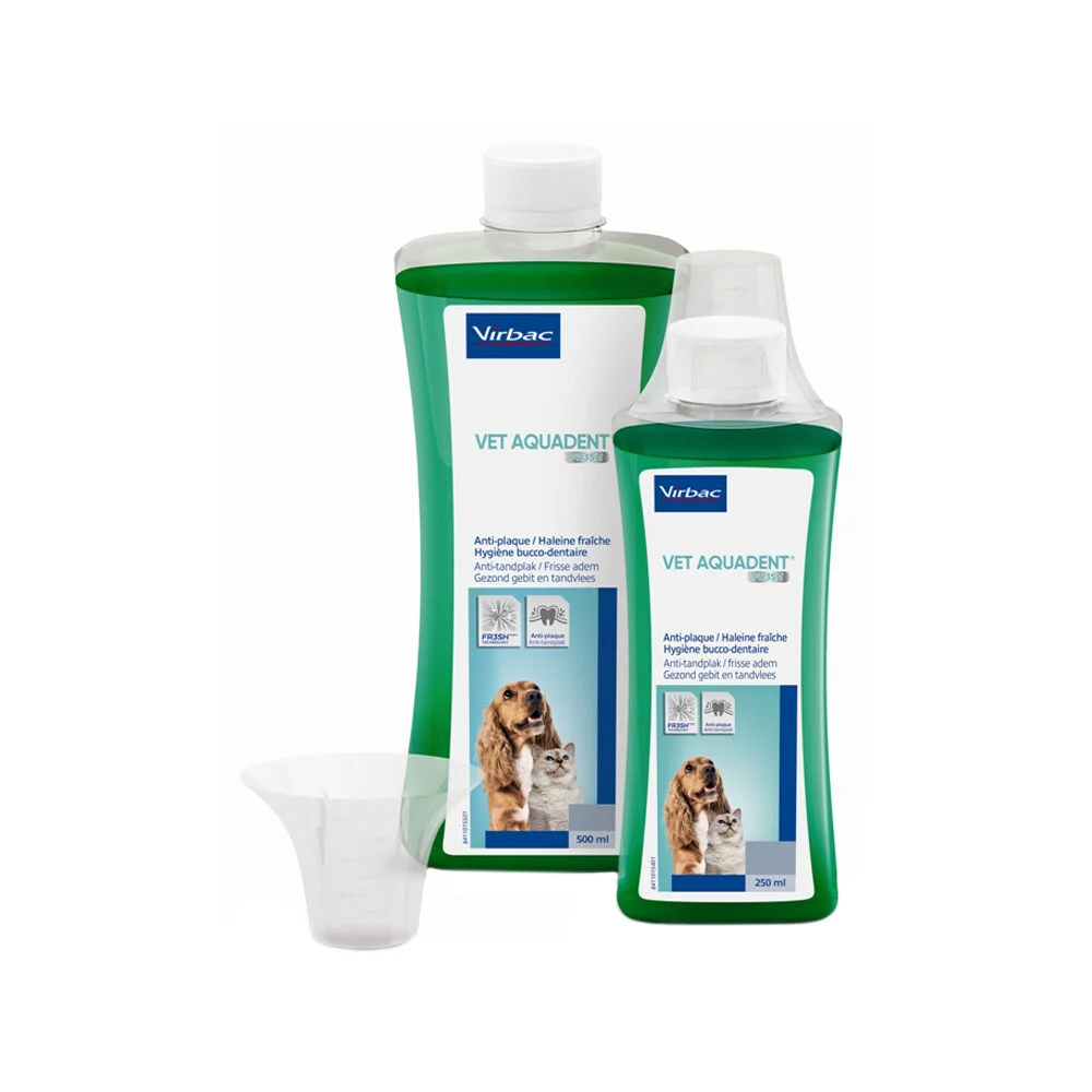 Vet Aquadent | Bestellen | Tegen tandplak, tandsteen en slechte adem bij hond en kat