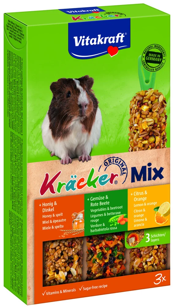 Vitakraft Kr盲cker Triomix - Caviasnack - 3 Stuks - groente