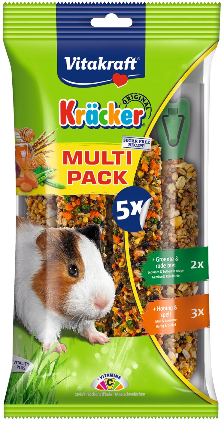 Vitakraft Kr盲cker Voordeelpak - Caviasnack - 5 Stuks - groente