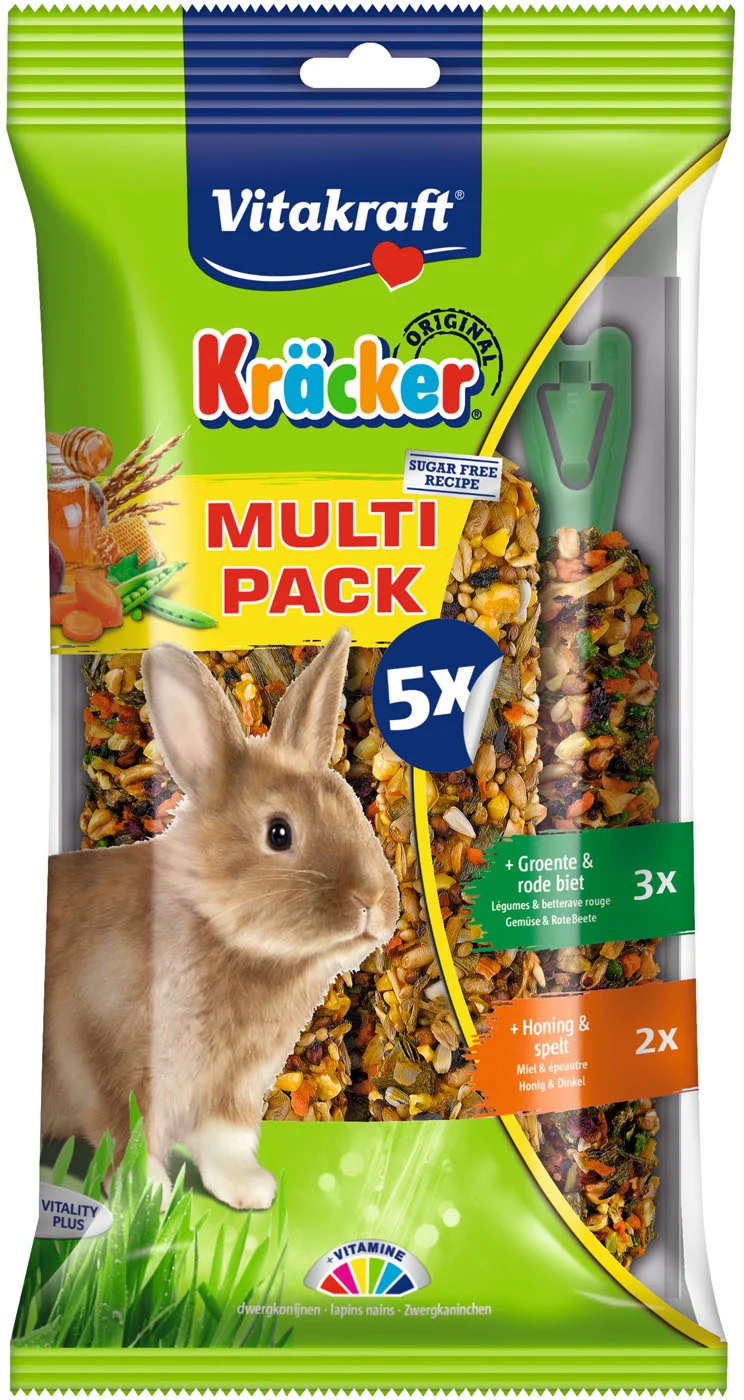 Vitakraft Kr盲cker Voordeelpak - Konijnensnack - 5 Stuks - groente, fruit