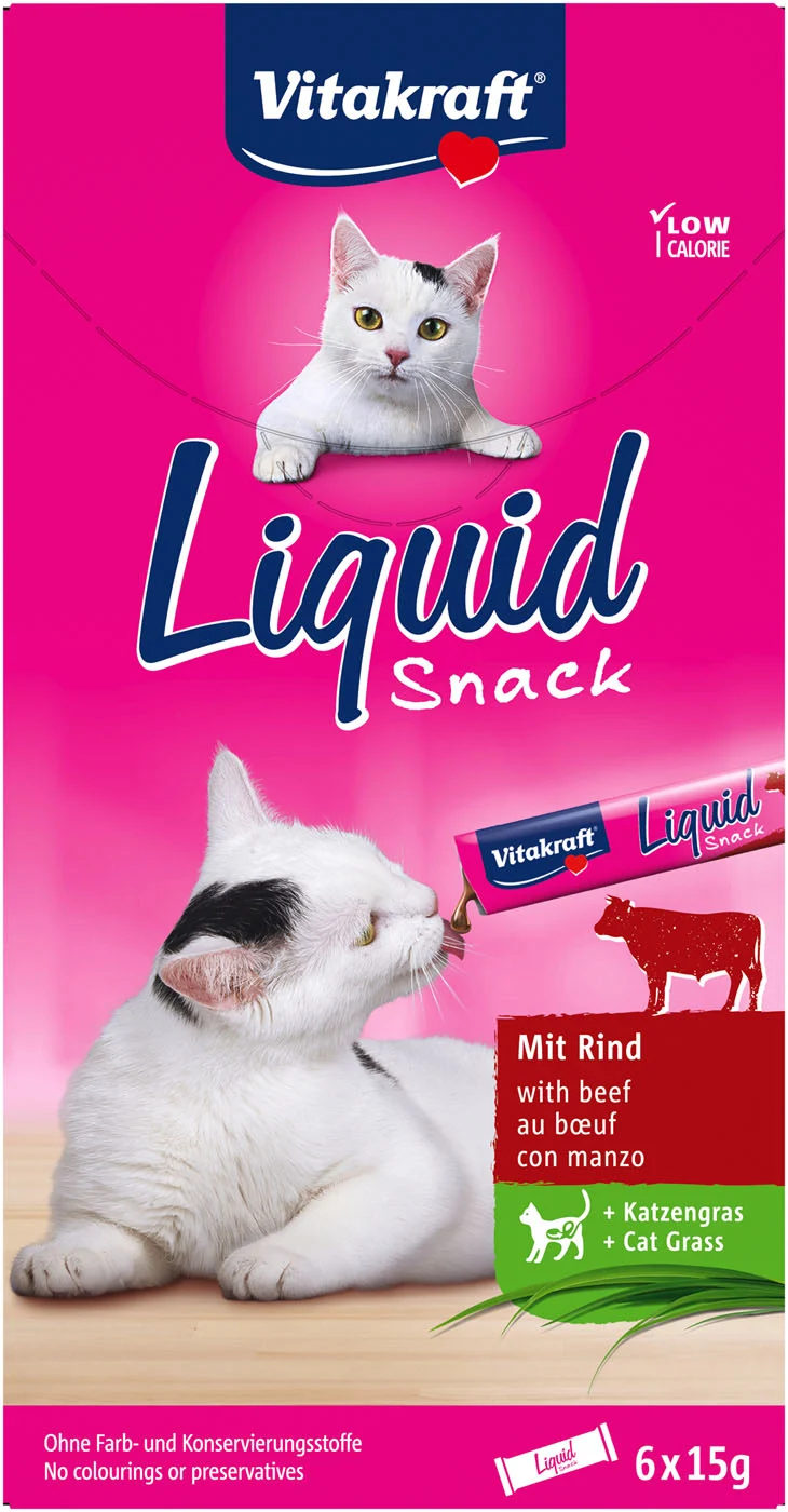Vitakraft Liquid Snack - Kattensnack - 6x15 gram - 90 Gram - rund