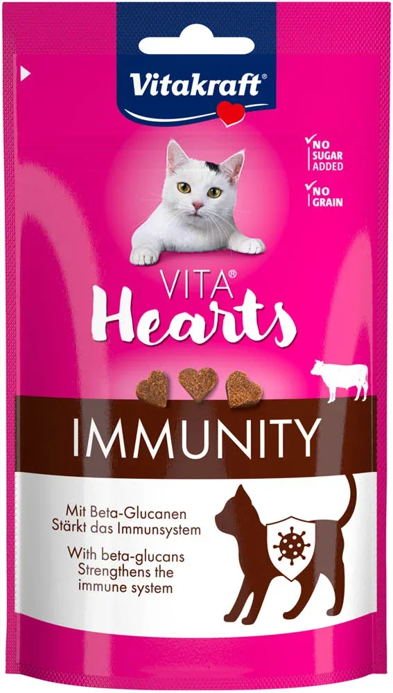 Vitakraft Vita Hearts Huid&Vacht - Kattensnack - 40 Gram - zalm