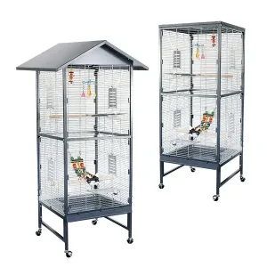 Voliere Villa Casa 60 grijs/wit