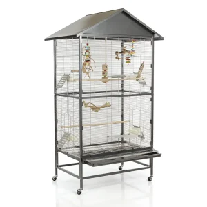 Voliere Villa Casa 90 grijs/wit