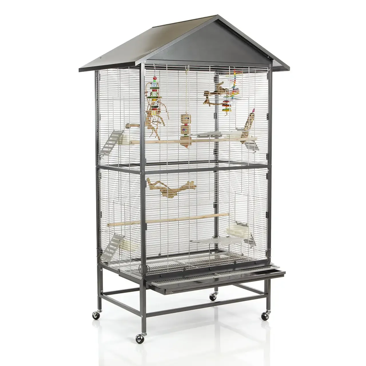 Voliere Villa Casa 90 grijs/wit