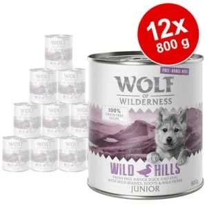 Voordeelpakket 12 x 800 g Wolf of Wilderness JUNIOR "Scharrelvlees"