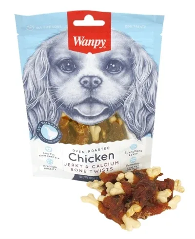 Wanpy Oven Roasted Chicken Jerky Calcium Bone Twists - 100 gr