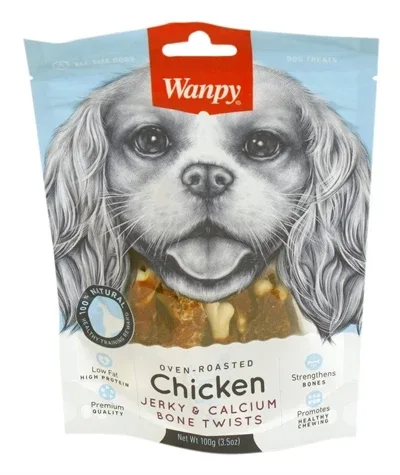 Wanpy Oven Roasted Chicken Jerky Calcium Bone Twists - 100 gr - Image 2