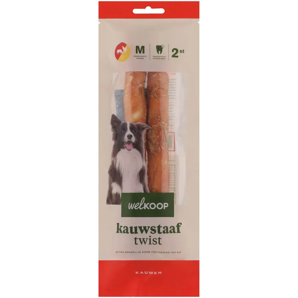 Welkoop - Kauwstaaf Twist - Extra Eendsmaak - 2 Stuks - Eend - M