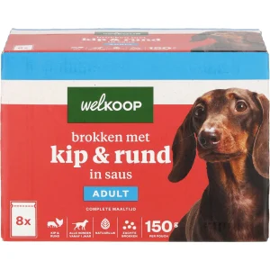 Welkoop Pouch - Hondenvoer - 8x150gr - 1200 Gram - rund