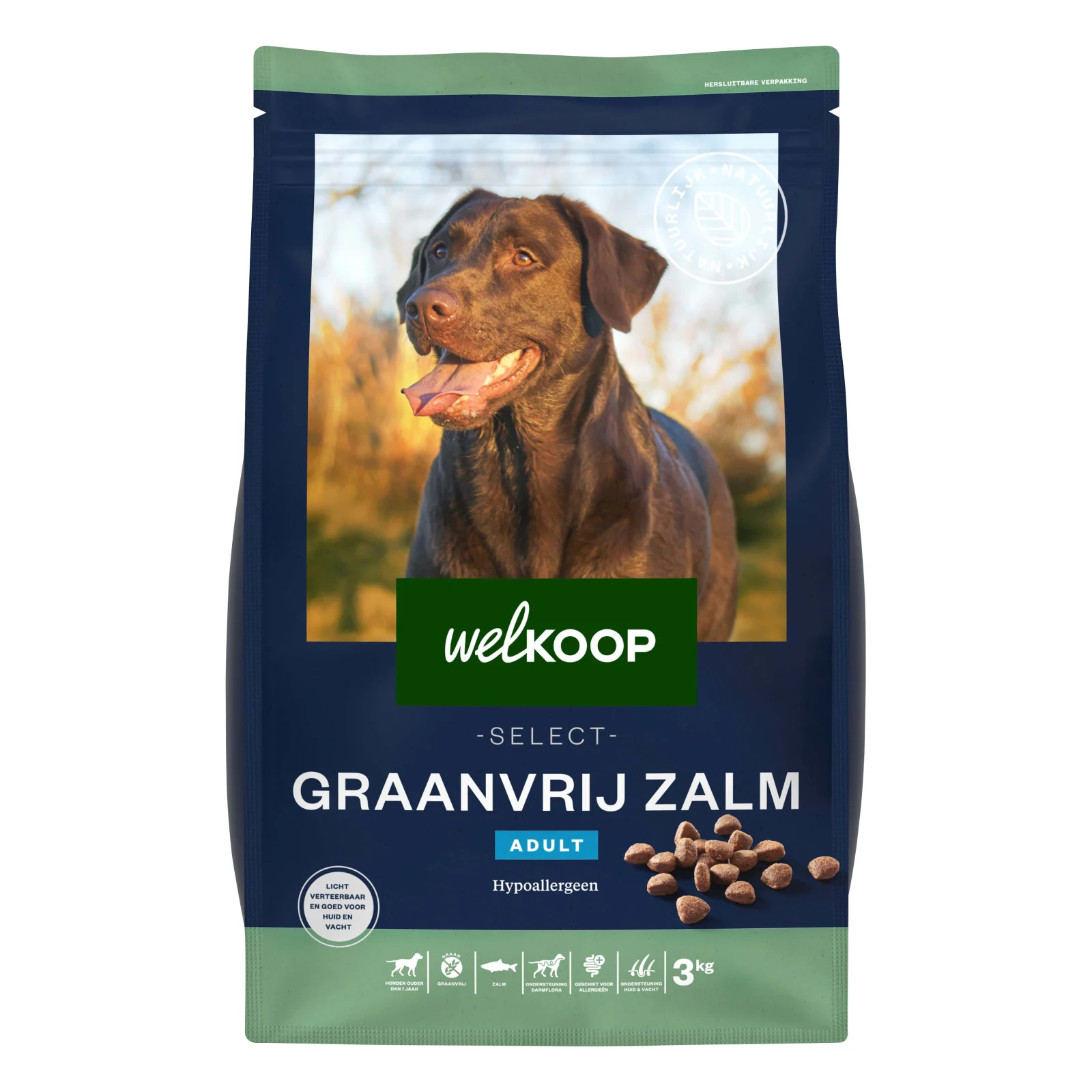 Welkoop Select Adult Krokante brokken - Graanvrij - Hondenvoer - 3 Kilogram - zalm