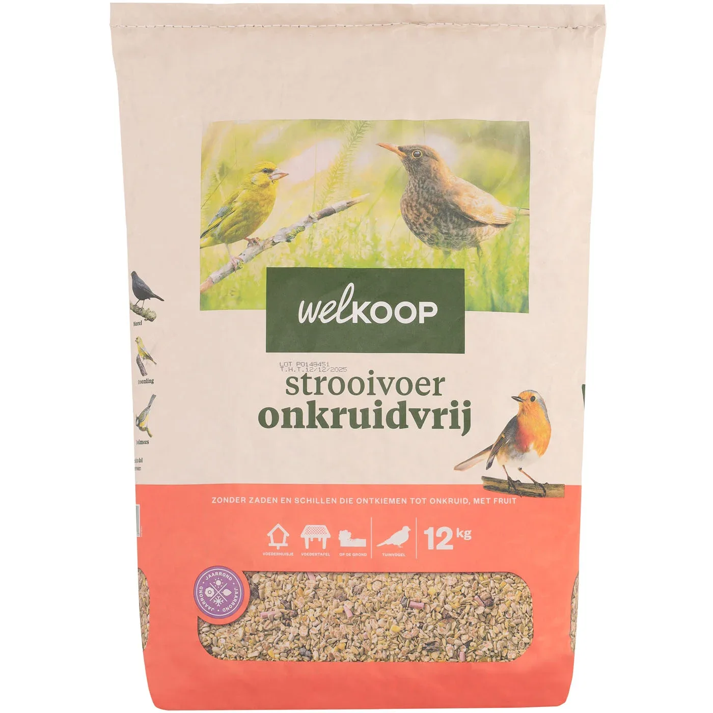 Welkoop - Strooivoer met Fruit - Onkruidvrij - Tuinvogelvoer - 2 Kilogram - Onkruidvrij