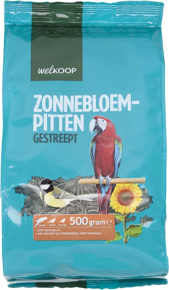 Welkoop Zonnebloempitten Gestreept - Vogelvoer - 0.5 Kilogram