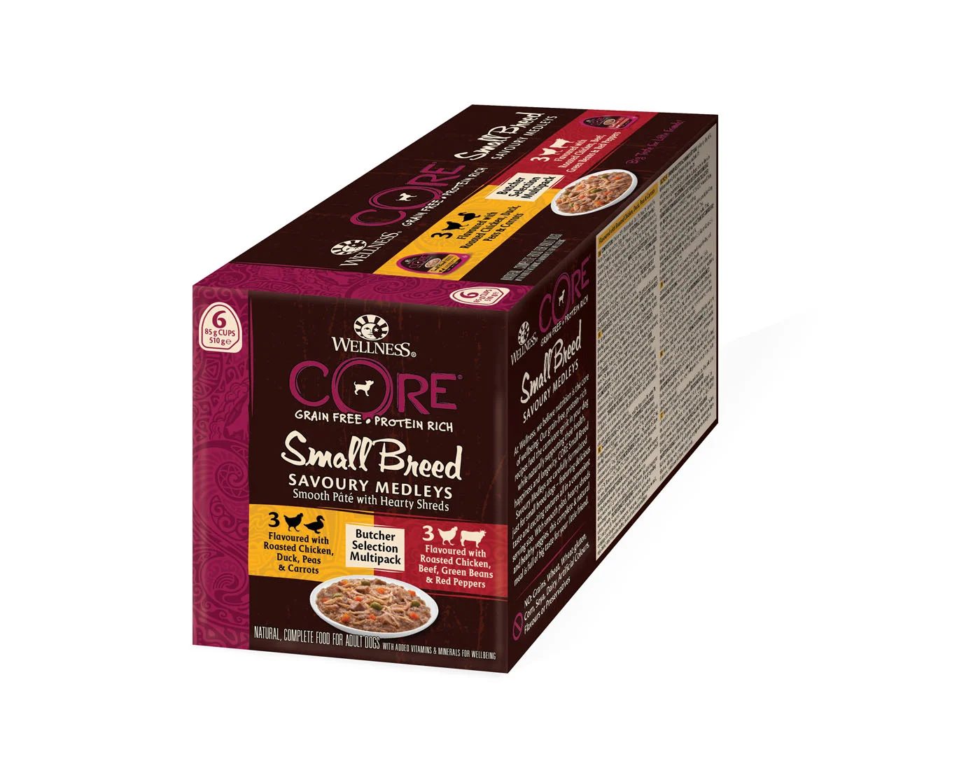 Wellness Core Savoury Medleys Small Breed - Hondenvoer - 6x85 gram - 510 Gram - Lam kip