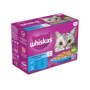 Whiskas 1+ Vis Selectie in gelei - Kattenvoer - 40x85 gram - 3400 Gram - gelei