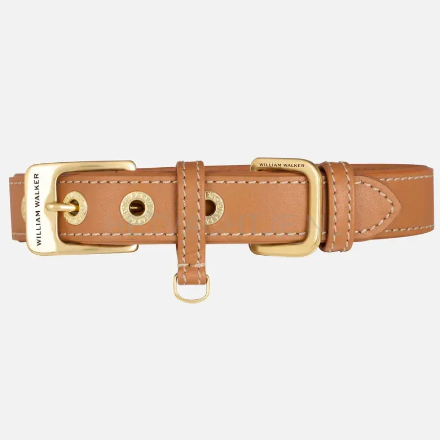 william Walker - Glad leren halsband Karamel