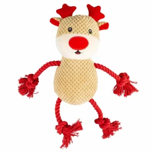 Xmas Knuffel met touw rendier 35x14x8cm meerkleurig