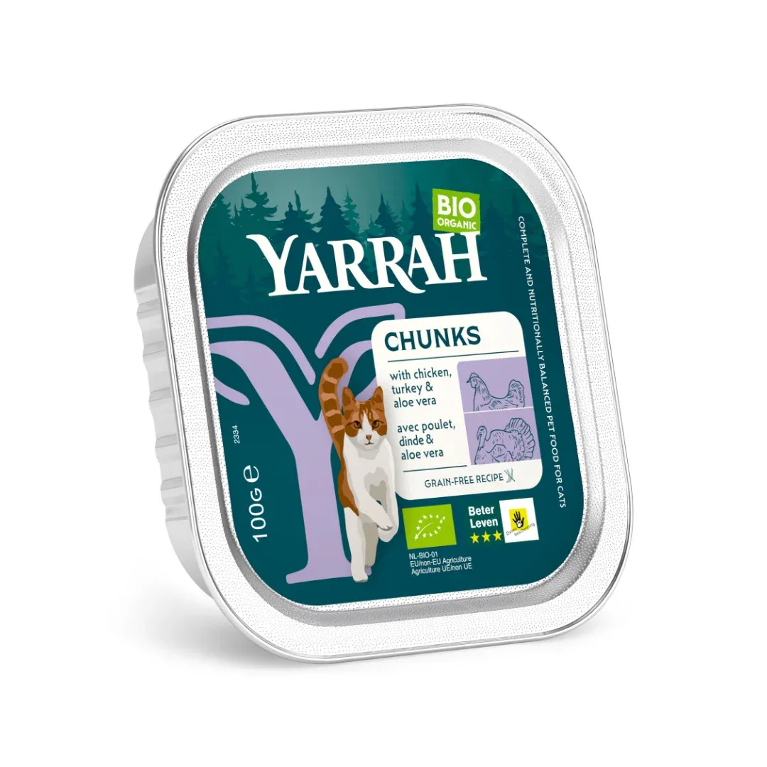Yarrah Bio Organic Pate - Kattenvoer - 100 Gram - kip