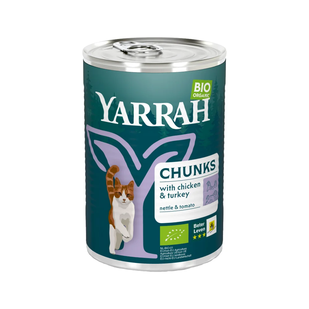 Yarrah - Natvoer Kat Blik Chunks met Kip & Kalkoen Bio