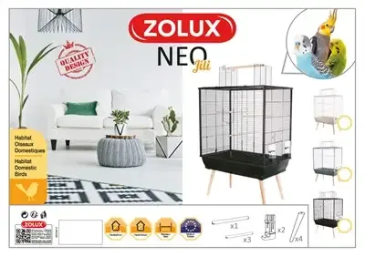 Zolux Vogelkooi Neo Jili Zwart 78X48X81/112 cm - Image 2